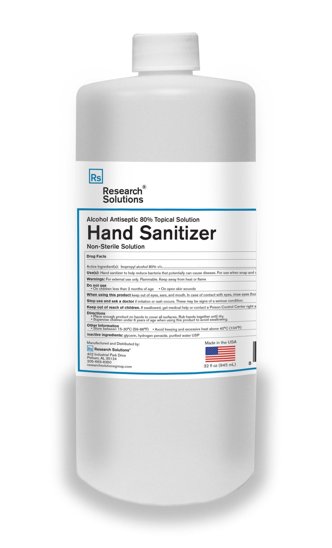 (Taxable) Hand Sanitizer Alcohol Antiseptic - Quart (case of 12) *Non-Sterile Solution